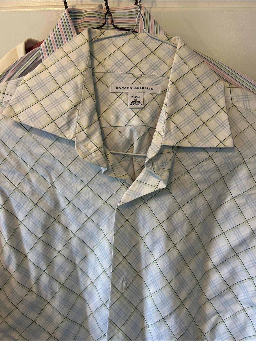 Banana Republic Blue and Cream Plaid Dress Shirt